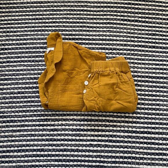 Madewell Other - 🌿Madewell Womens Button Brown Mustard Cotton Two Piece Shorts Outfit S